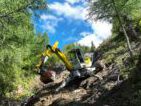 Baggerarbeiten im Gaisbachtal zur Erneuerung der Quellzuleitung für Trinkwasser.